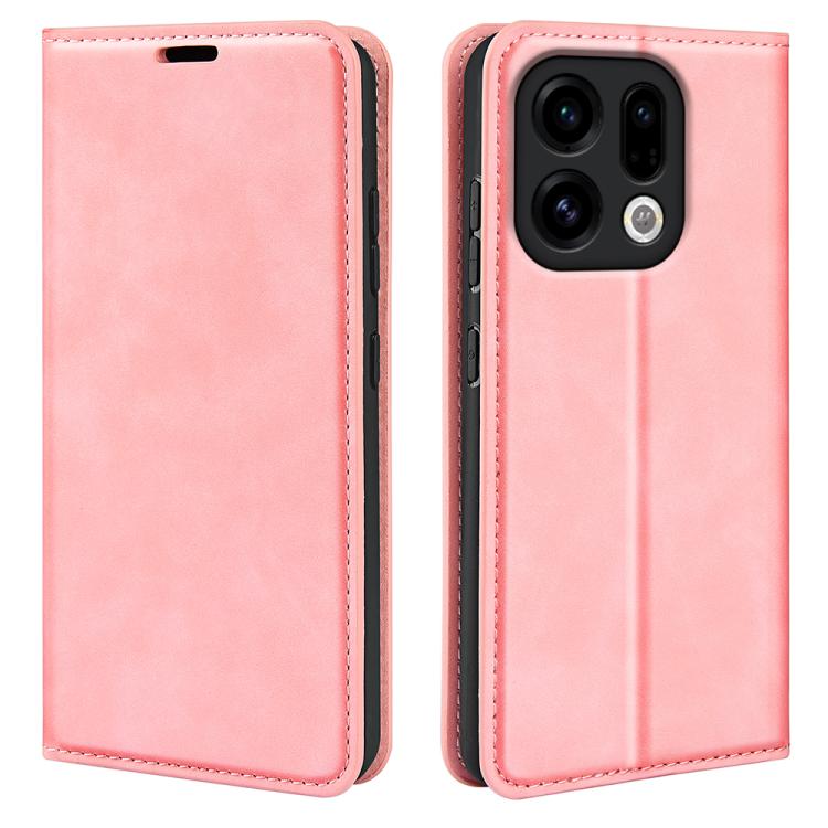 

For OPPO Find X9 Retro-skin Magnetic Suction Leather Phone Case(Pink)