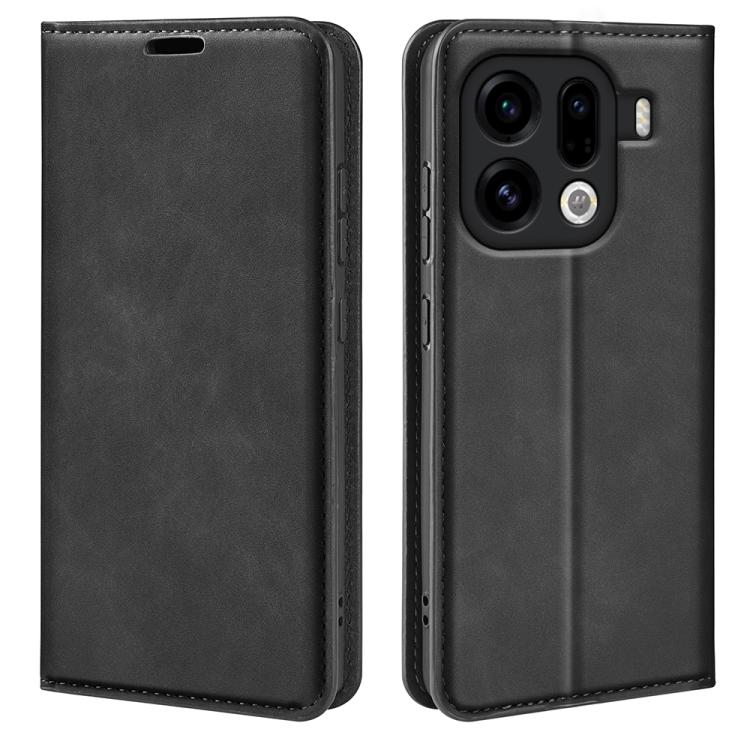 

For OPPO Find X9 Pro Retro-skin Magnetic Suction Leather Phone Case(Black)
