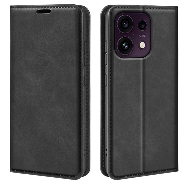For OPPO Reno16 F / FS Retro-skin Magnetic Suction Leather Phone Case(Black)
