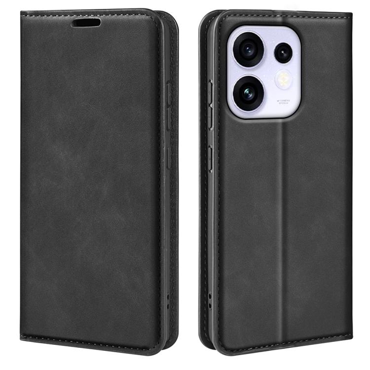 For OPPO Reno16 5G /16 Pro 5G Global Retro-skin Magnetic Suction Leather Phone Case(Black)