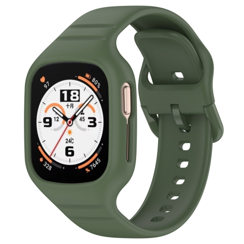 

For Honor Watch 4 Integrated Fully Enclosed Silicone Watch Band(Dark Green)