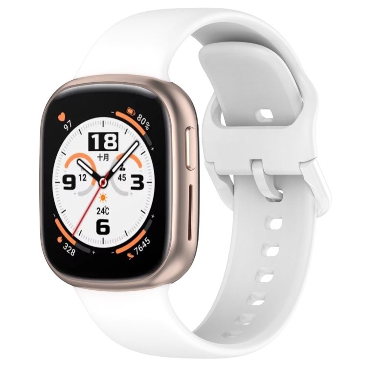 

For Honor Watch 4 Solid Color Silicone Watch Band(White)