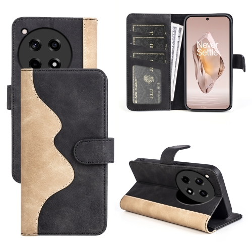 

For OnePlus 12R Stitching Horizontal Flip Leather Phone Case(Black)