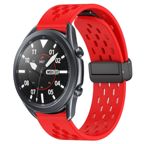 

For Samsung Galaxy Watch3 45mm 22mm Folding Magnetic Clasp Silicone Watch Band(Red)