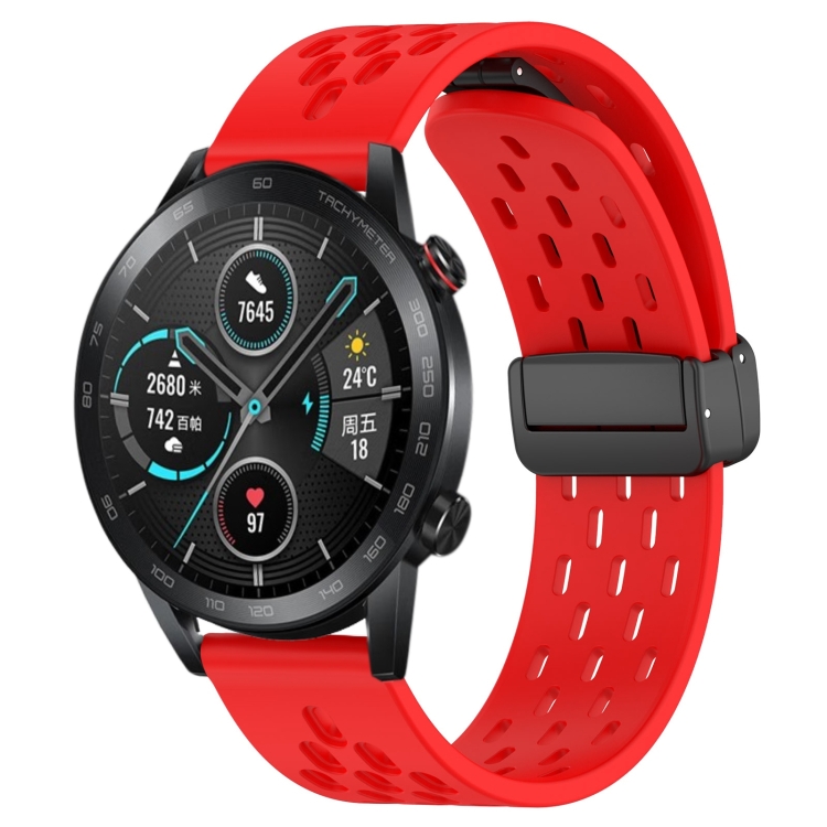 สำหรับ Honor Magic Watch 2 46 มม. 22 มม. สายนาฬิกาซิลิโคนแบบแม่เหล็กพับ ...