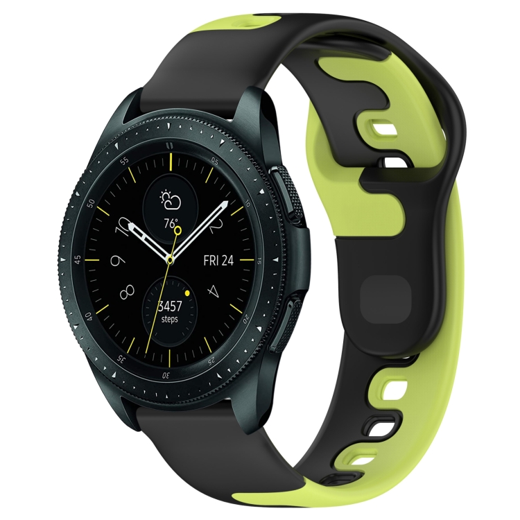 Dành cho Samsung Galaxy Watch 42mm 20 mm Dây đeo đồng hồ silicon hai màu  (Đen Xanh)
