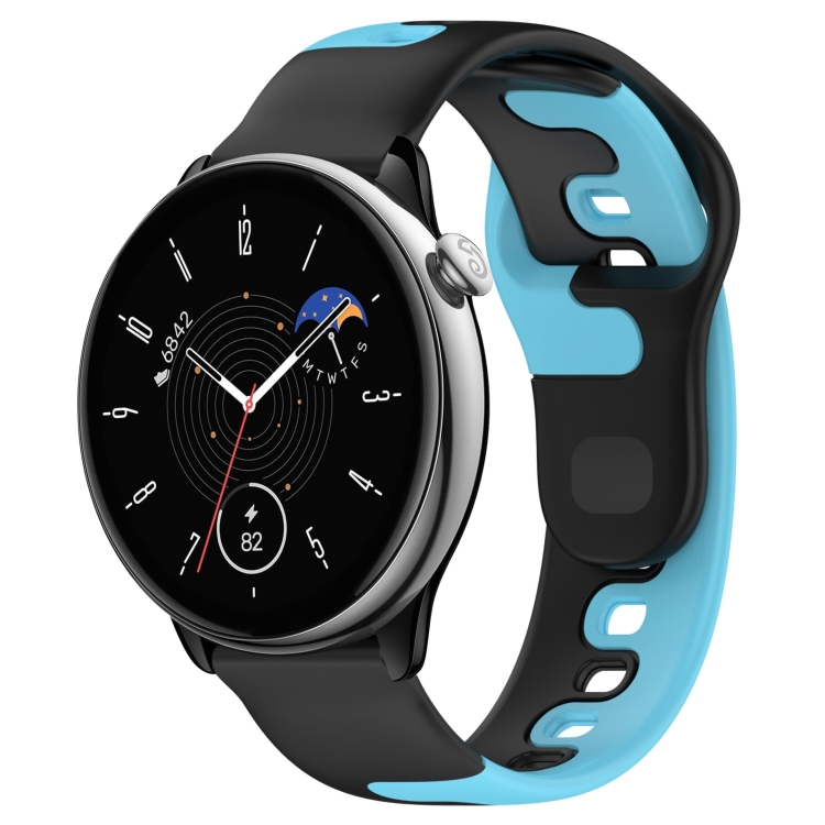 

For Amazfit GTR Mini 20mm Double Color Silicone Watch Band(Black+Blue)