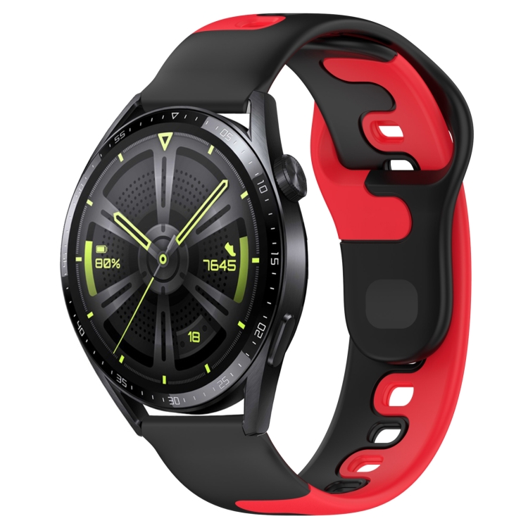 Huawei Watch GT3 42mm 20mm ダブルカラーシリコン時計バンド(ブラック 