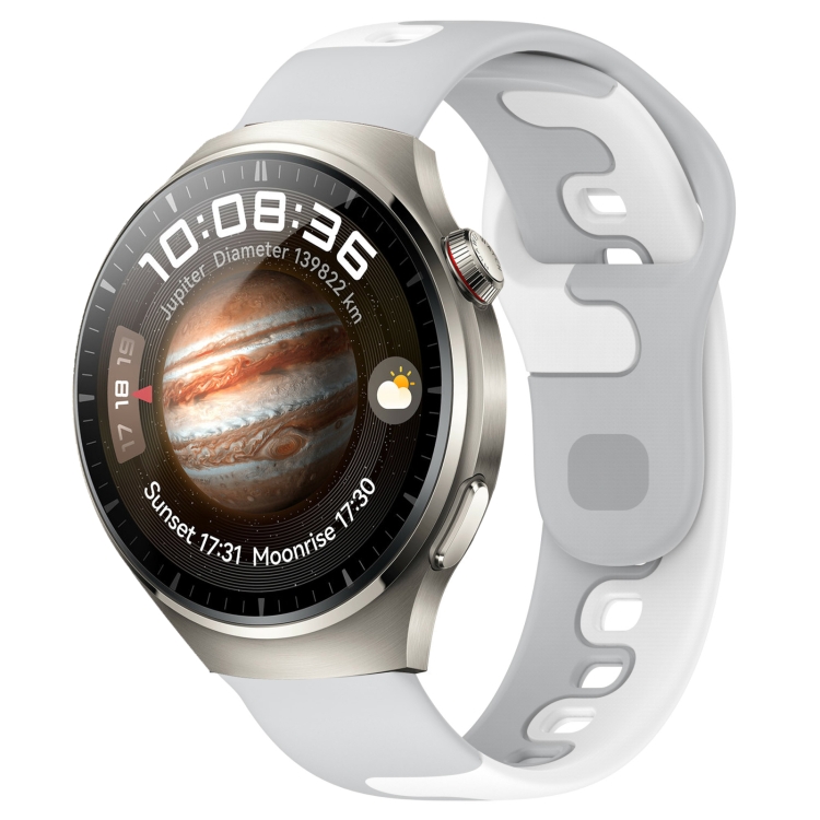 

For Huawei Watch 4 Pro 22mm Double Color Silicone Watch Band(Grey+White)
