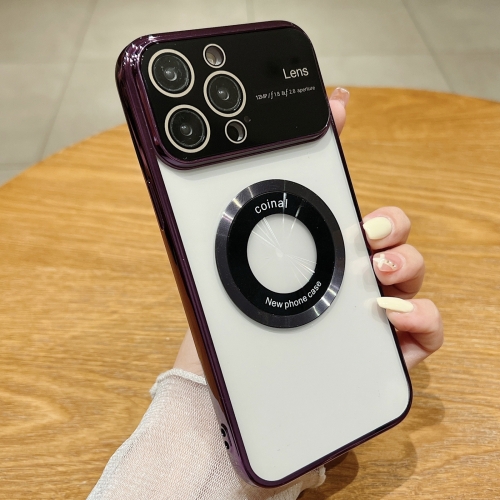 

For iPhone 14 Pro Large Window Magsafe Electroplating TPU Phone Case(Purple)