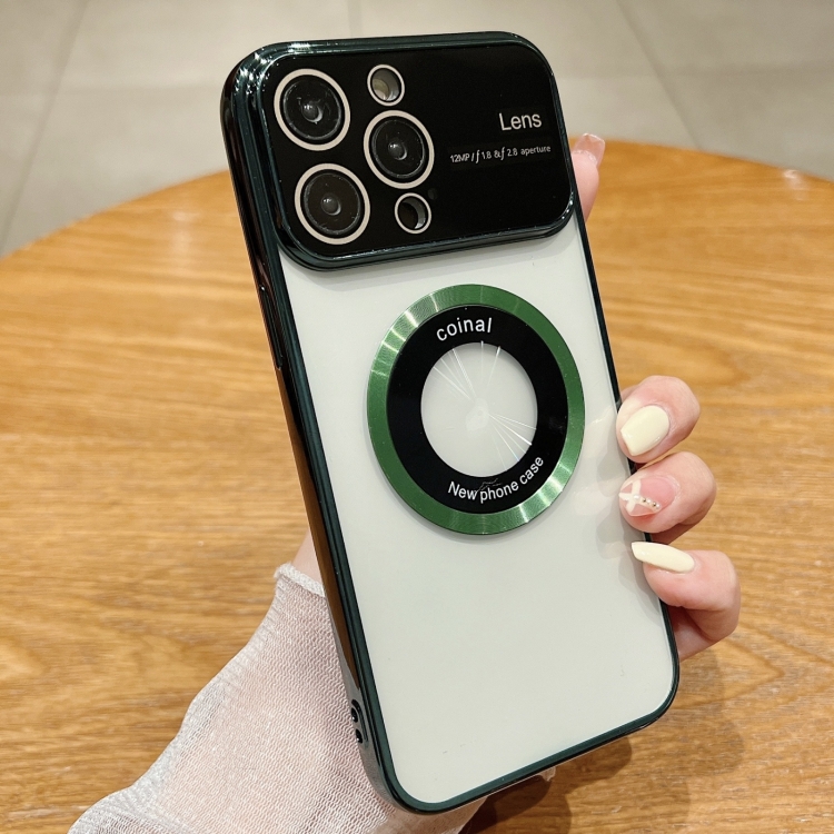 

For iPhone 13 Pro Large Window Magsafe Electroplating TPU Phone Case(Green)