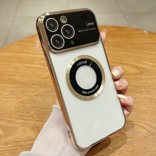 

For iPhone 11 Pro Max Large Window Magsafe Electroplating TPU Phone Case(Gold)