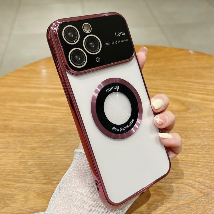 

For iPhone 11 Pro Large Window Magsafe Electroplating TPU Phone Case(Rose)