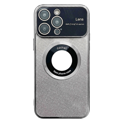 

For iPhone 14 Pro Max Large Window MagSafe Gradient Glitter Electroplating TPU Phone Case(Silver)