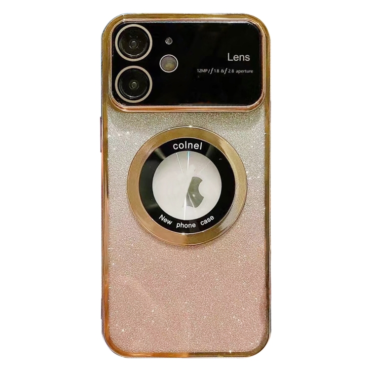

For iPhone 12 Large Window MagSafe Gradient Glitter Electroplating TPU Phone Case(Gold)