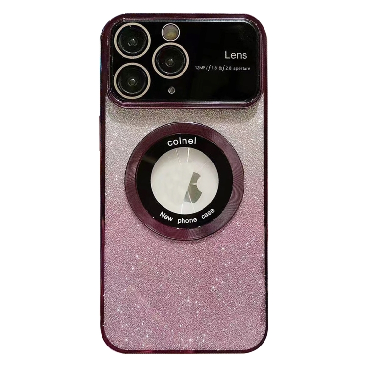 

For iPhone 11 Pro Max Large Window MagSafe Gradient Glitter Electroplating TPU Phone Case(Purple)
