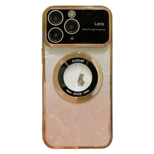 

For iPhone 11 Pro Max Large Window MagSafe Gradient Glitter Electroplating TPU Phone Case(Gold)