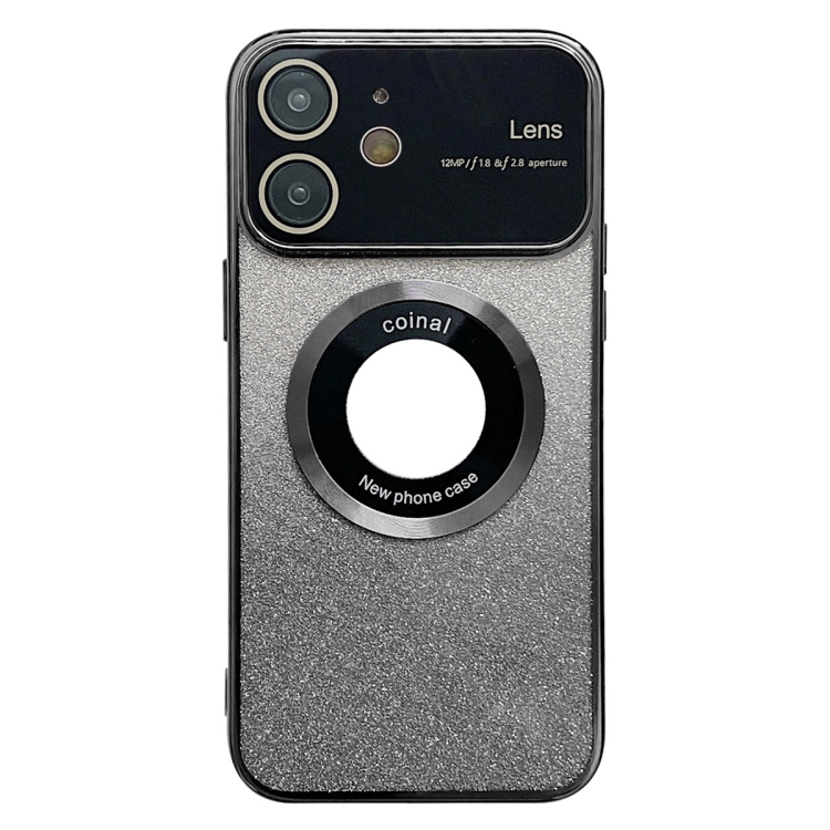 

For iPhone 11 Large Window MagSafe Gradient Glitter Electroplating TPU Phone Case(Black)