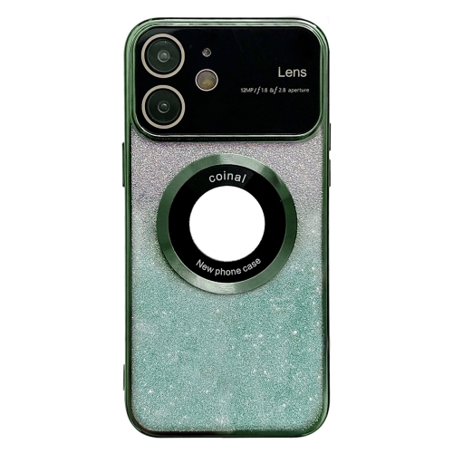 

For iPhone 11 Large Window MagSafe Gradient Glitter Electroplating TPU Phone Case(Green)