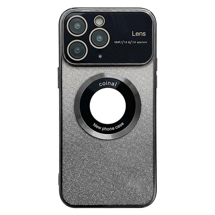 

For iPhone 11 Pro Large Window MagSafe Gradient Glitter Electroplating TPU Phone Case(Black)