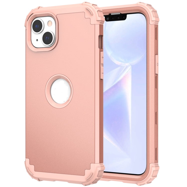 

For iPhone 15 Pro Max 3 in 1 Silicone Hybrid PC Shockproof Phone Case(Rose Gold)