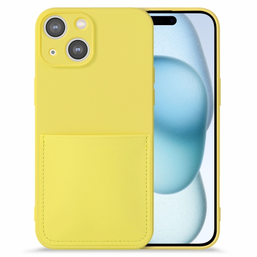 

For iPhone 15 Plus Imitate Liquid Silicone Skin Feel Phone Case with Card Slot(Yellow)