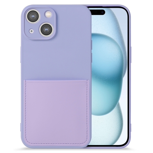 

For iPhone 15 Plus Imitate Liquid Silicone Skin Feel Phone Case with Card Slot(Purple)