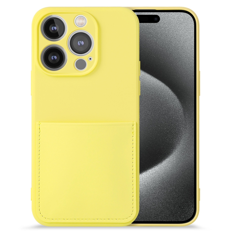 

For iPhone 15 Pro Max Imitate Liquid Silicone Skin Feel Phone Case with Card Slot(Yellow)