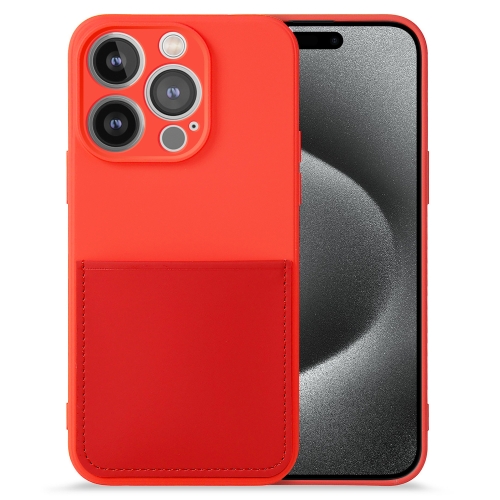 

For iPhone 15 Pro Max Imitate Liquid Silicone Skin Feel Phone Case with Card Slot(Red)