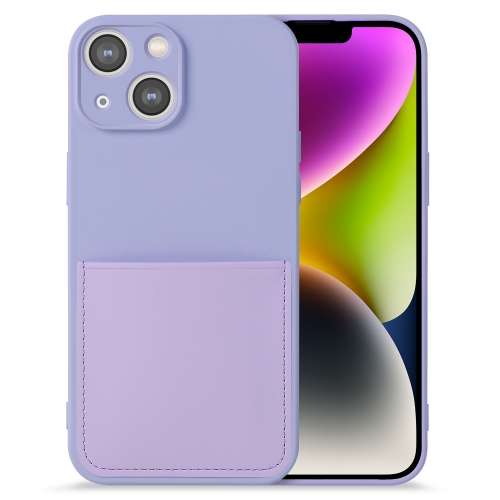 

For iPhone 14 Plus Imitate Liquid Silicone Skin Feel Phone Case with Card Slot(Purple)