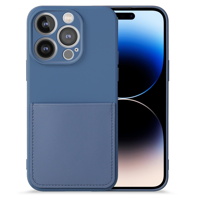 

For iPhone 14 Pro Imitate Liquid Silicone Skin Feel Phone Case with Card Slot(Blue)