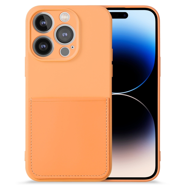 

For iPhone 14 Pro Imitate Liquid Silicone Skin Feel Phone Case with Card Slot(Orange)