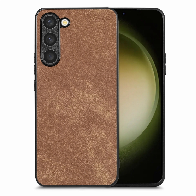 

For Samsung Galaxy S23 5G Vintage Leather PC Back Cover Phone Case(Brown)
