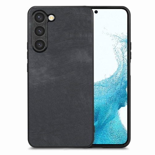

For Samsung Galaxy S22 5G Vintage Leather PC Back Cover Phone Case(Black)