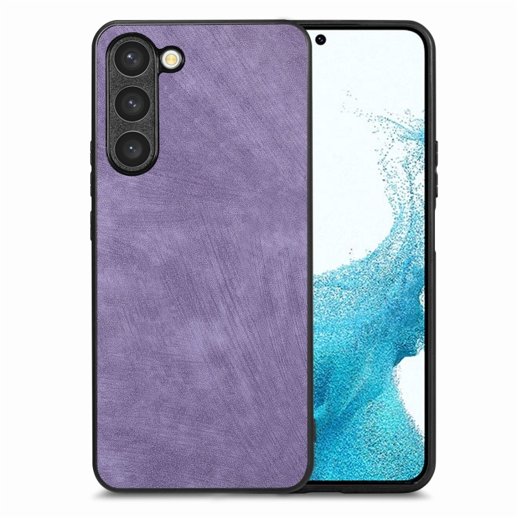 

For Samsung Galaxy S22 5G Vintage Leather PC Back Cover Phone Case(Purple)