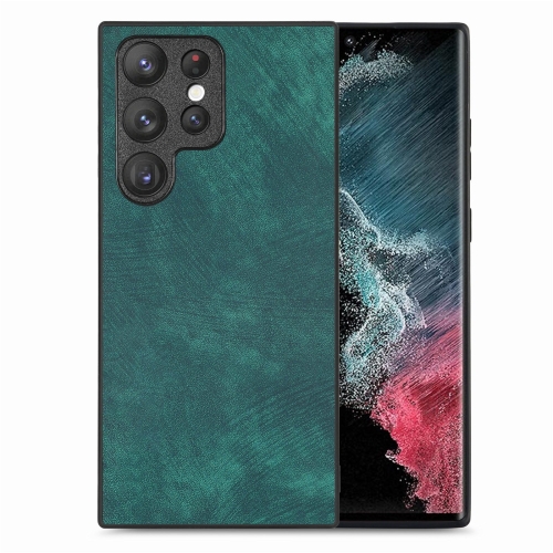 

For Samsung Galaxy S22 Ultra 5G Vintage Leather PC Back Cover Phone Case(Green)