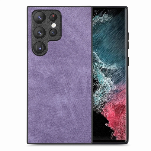

For Samsung Galaxy S22 Ultra 5G Vintage Leather PC Back Cover Phone Case(Purple)