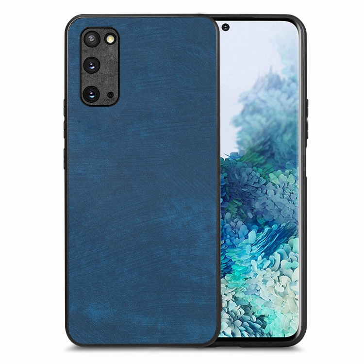 

For Samsung Galaxy S20 Vintage Leather PC Back Cover Phone Case(Blue)