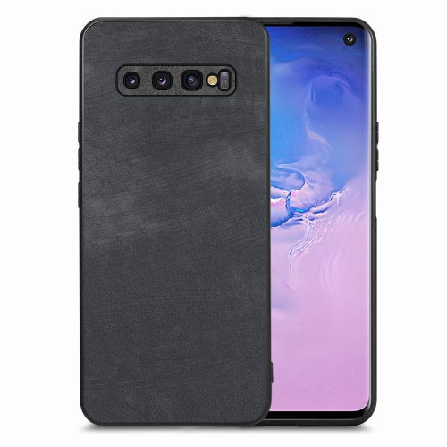 

For Samsung Galaxy S10 Vintage Leather PC Back Cover Phone Case(Black)