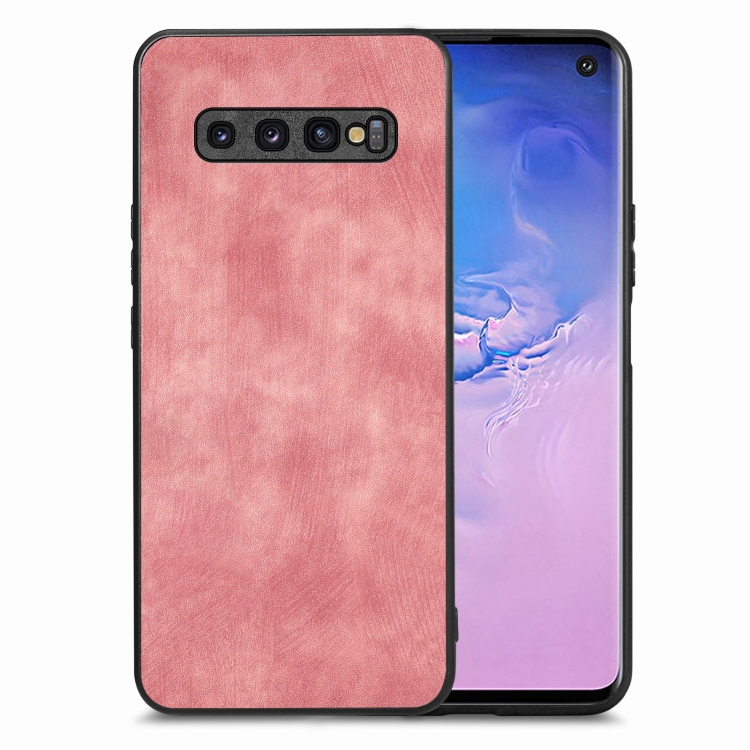 

For Samsung Galaxy S10 Vintage Leather PC Back Cover Phone Case(Pink)