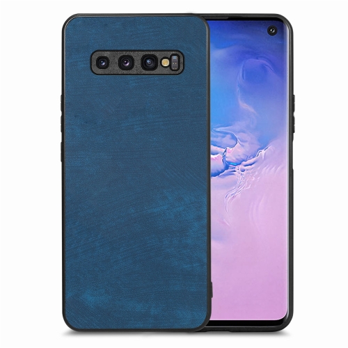 

For Samsung Galaxy S10 Vintage Leather PC Back Cover Phone Case(Blue)