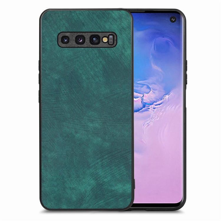 

For Samsung Galaxy S10 Vintage Leather PC Back Cover Phone Case(Green)