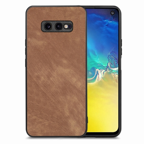 

For Samsung Galaxy S10e Vintage Leather PC Back Cover Phone Case(Brown)