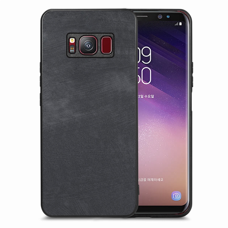 

For Samsung Galaxy S8 Vintage Leather PC Back Cover Phone Case(Black)