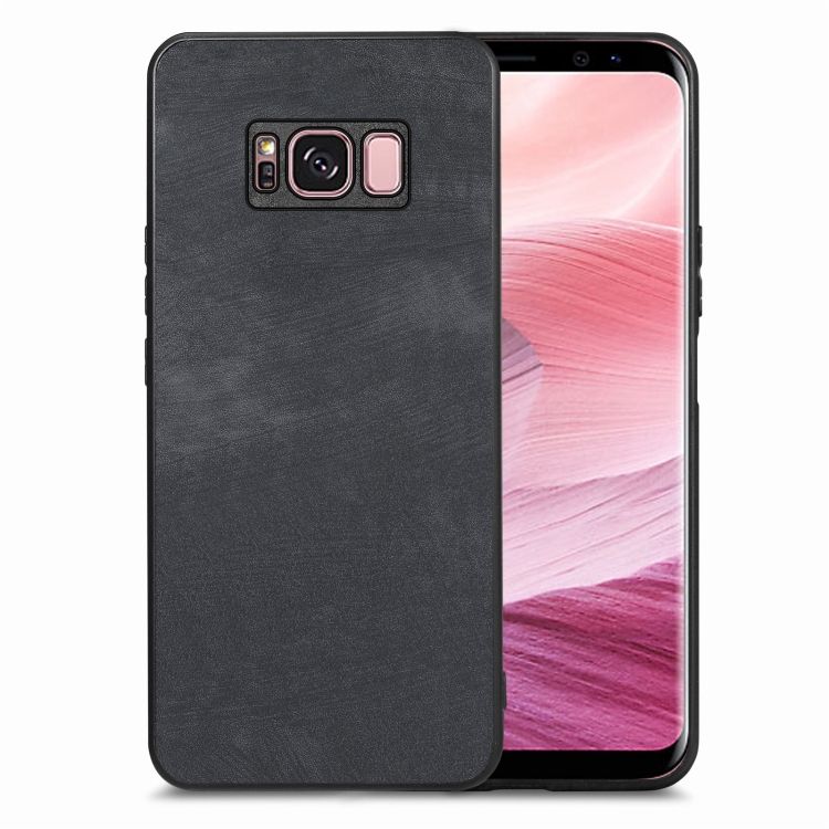

For Samsung Galaxy S8+ Vintage Leather PC Back Cover Phone Case(Black)