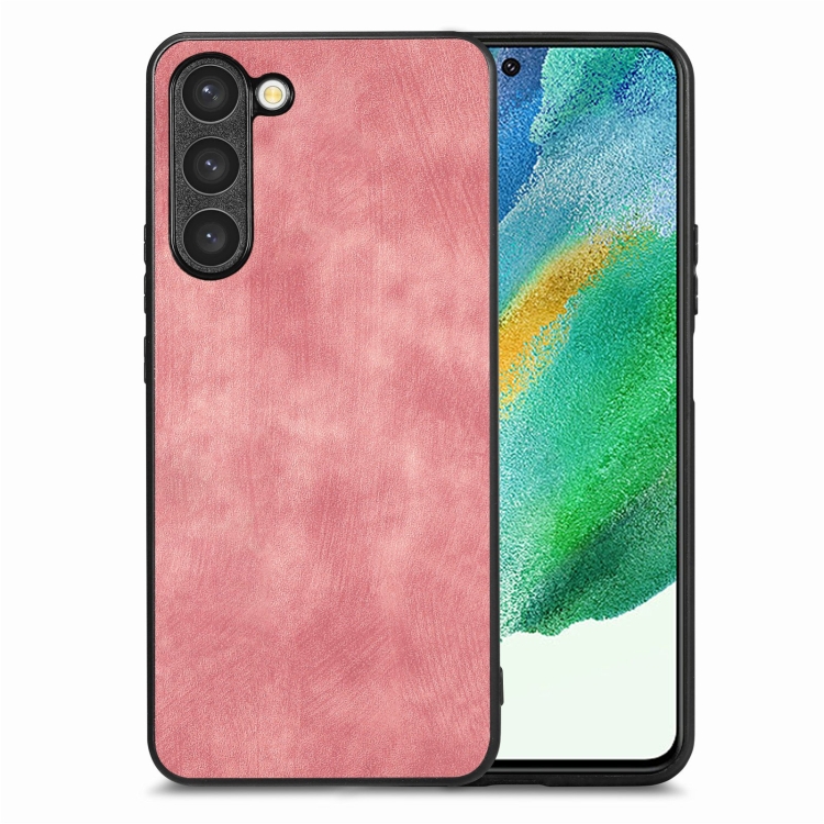 

For Samsung Galaxy S21 FE 5G Vintage Leather PC Back Cover Phone Case(Pink)