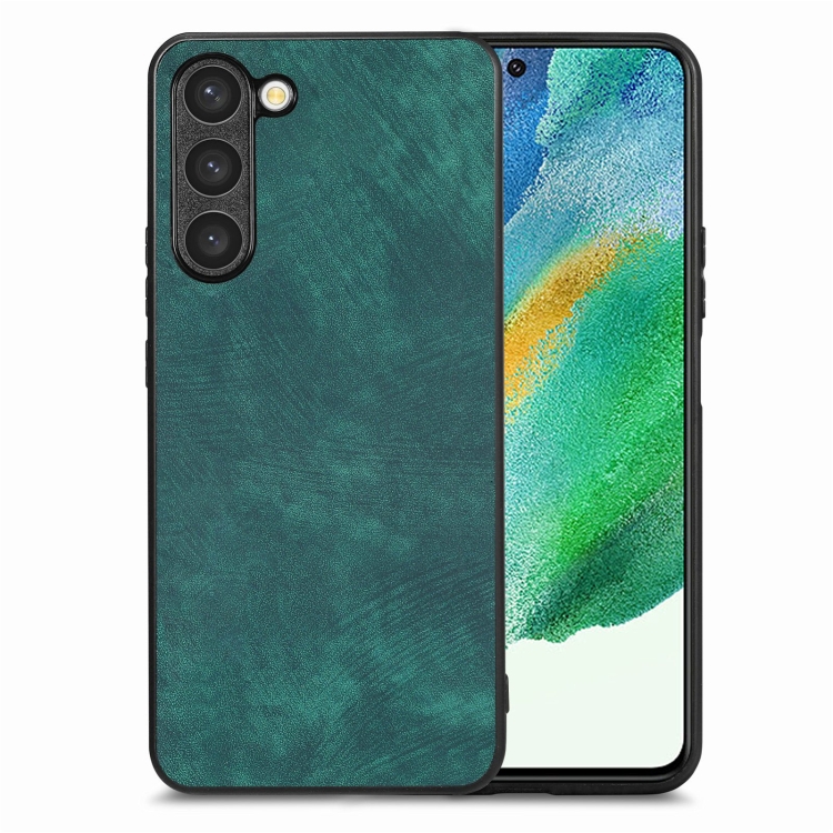 

For Samsung Galaxy S21 FE 5G Vintage Leather PC Back Cover Phone Case(Green)