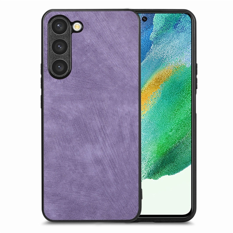 

For Samsung Galaxy S21 FE 5G Vintage Leather PC Back Cover Phone Case(Purple)