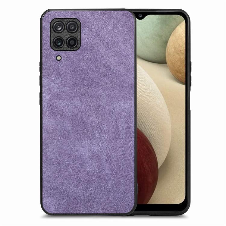 

For Samsung Galaxy A12 Vintage Leather PC Back Cover Phone Case(Purple)