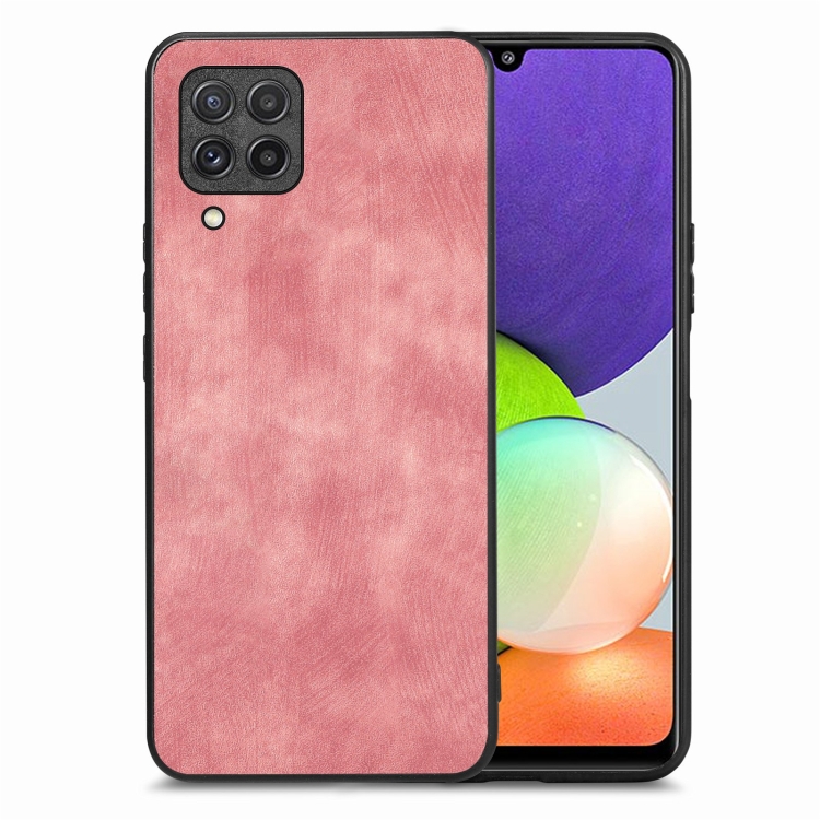 

For Samsung Galaxy A22 4G Vintage Leather PC Back Cover Phone Case(Pink)